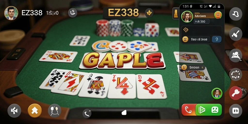 Tampilan gameplay EZ338 yang seru dan menarik saat bermain Gaple.