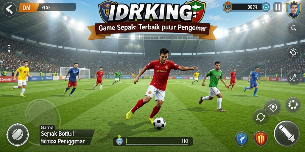 Tampilan gameplay IDRKING yang menarik dengan aksi sepak bola intens.