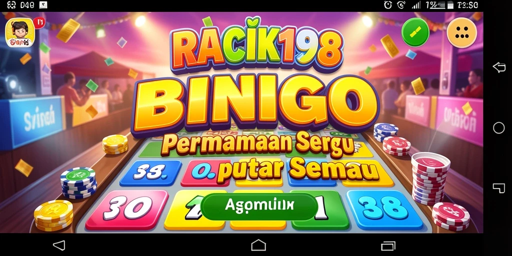 Tampilan gameplay seru dalam RACIK198 yang menampilkan kartu Bingo.