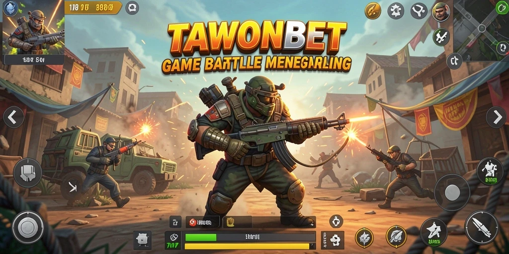 Screenshot gameplay TAWONBET menampilkan pertempuran seru Battle Royale.