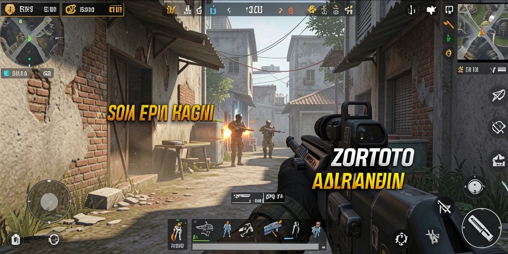 Tangkapan layar utama <strong>ZORTOTO</strong> menunjukkan aksi intens dalam gameplay FPS.