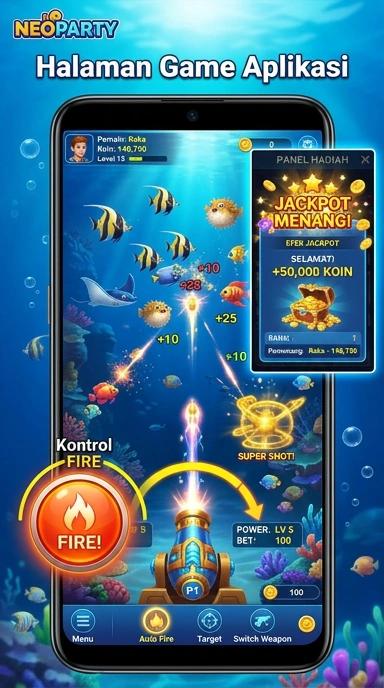Screenshot aplikasi neoparty saat menampilkan kategori aplikasi populer.